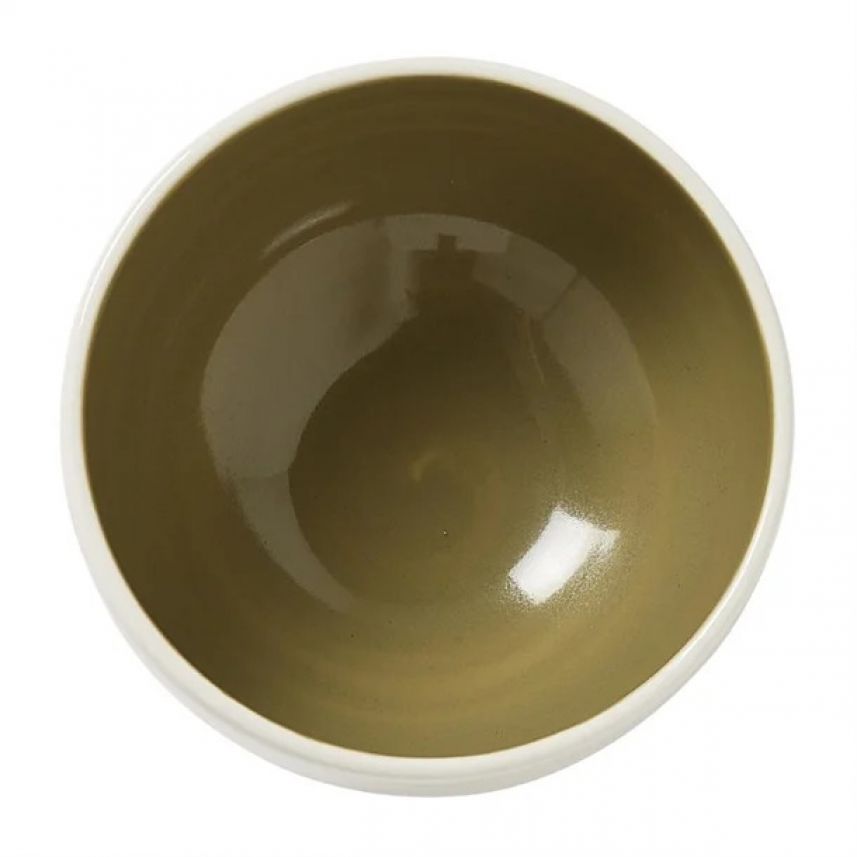 White/Olive Green Rice Bowl  thumnail image